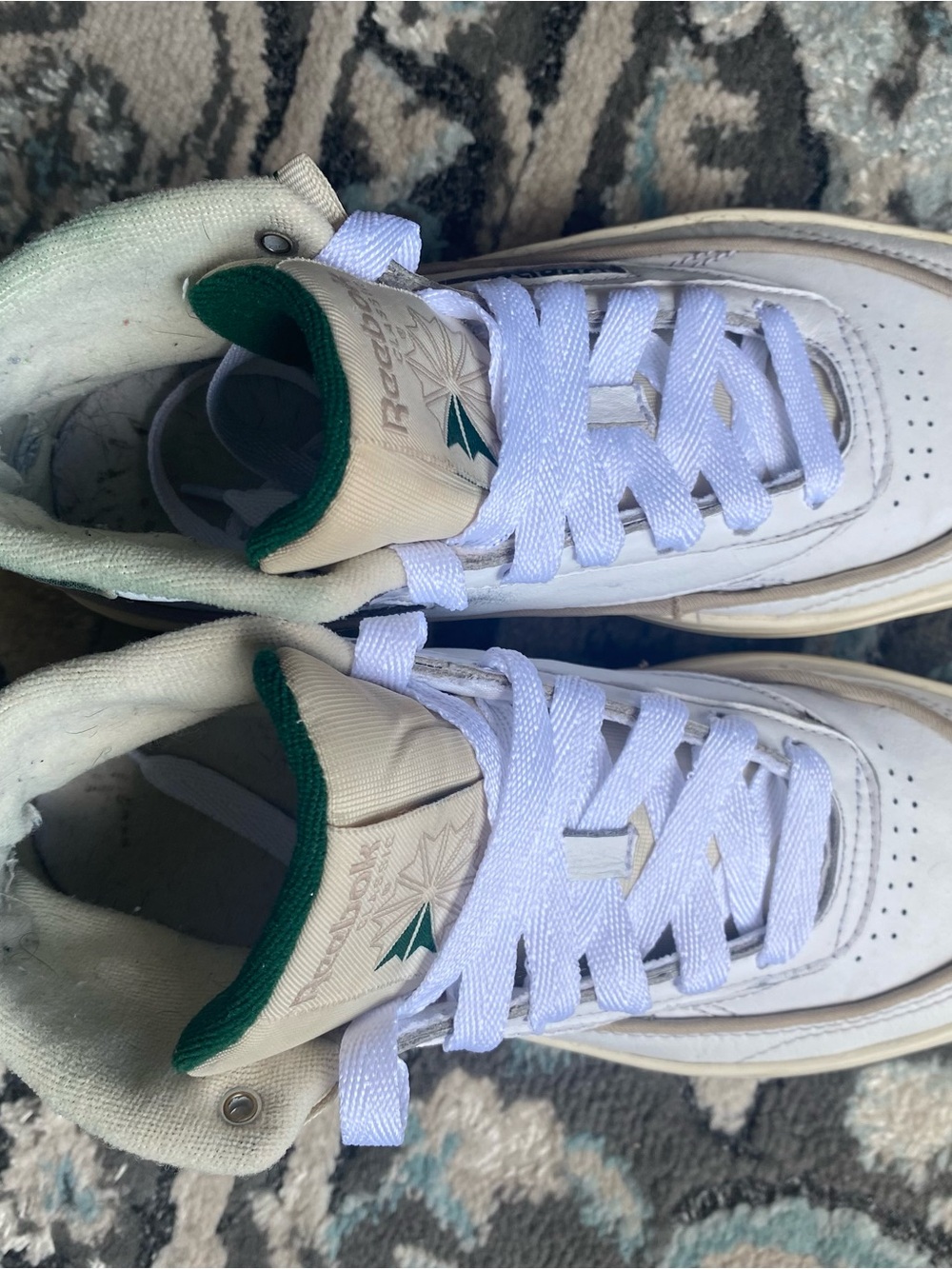 Reebok Club C Geo Mid Womens Platform Sneakers White Green 100048012 Size 6.5 - Picture 5 of 9